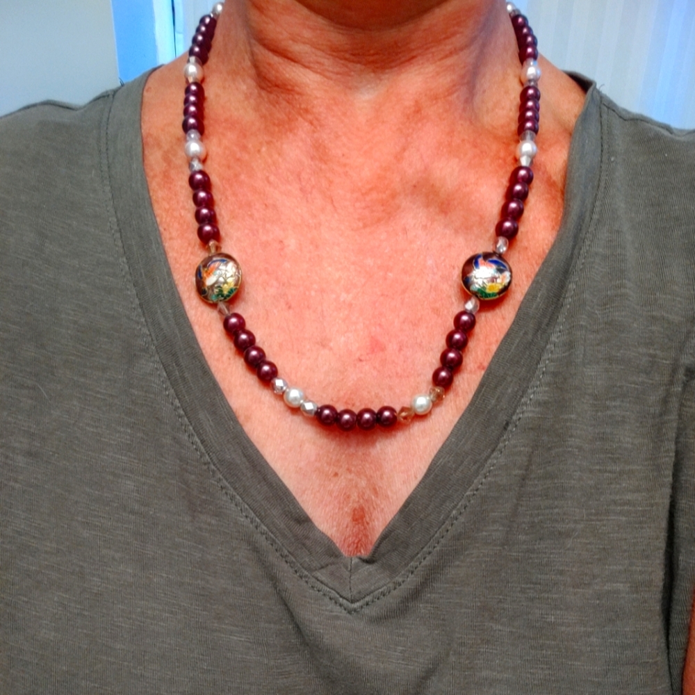Elegant Burgundy Beaded Necklace